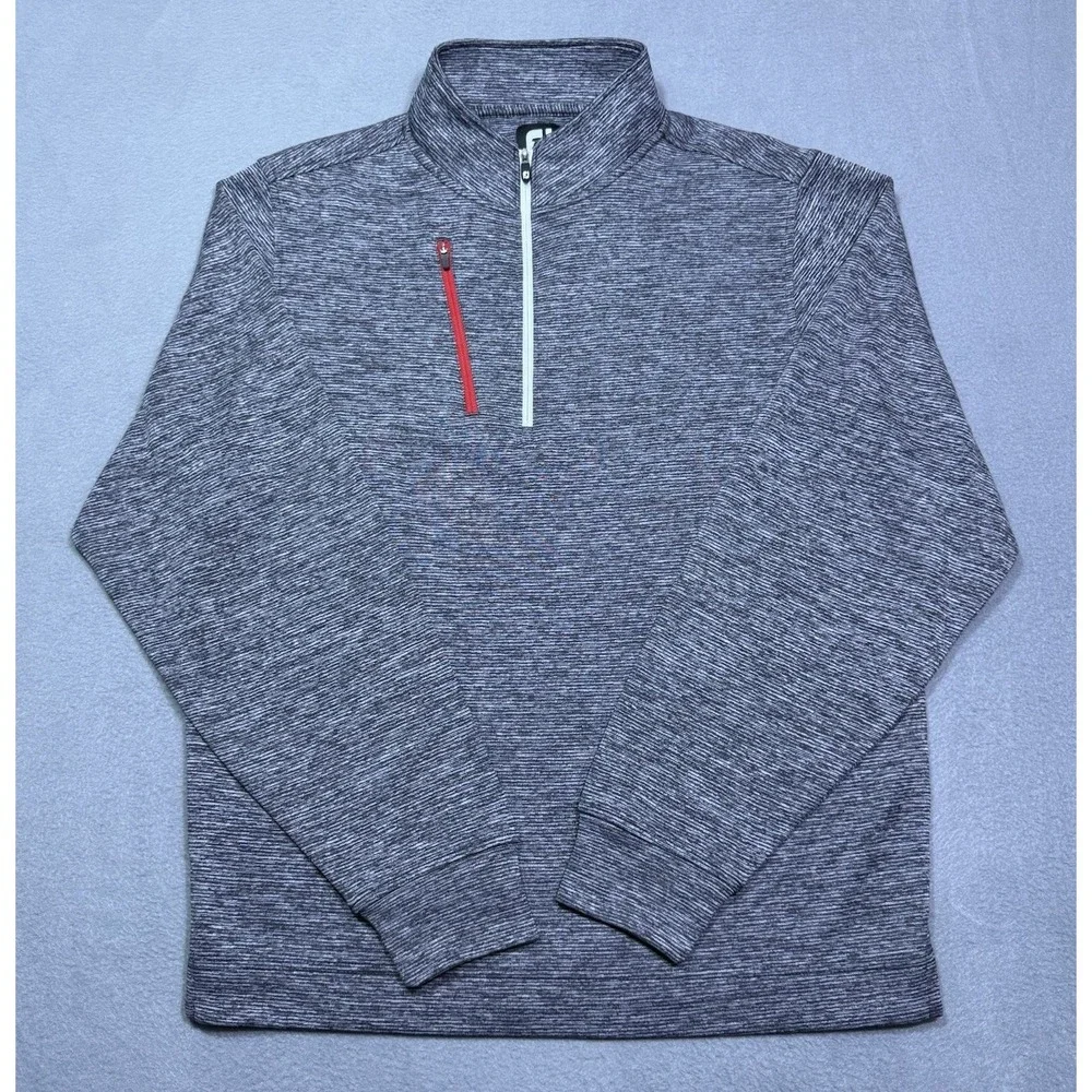 Footjoy 1/4 Zip Pullover Mens M Gray Performance Golf Chest Pocket Athleisure
